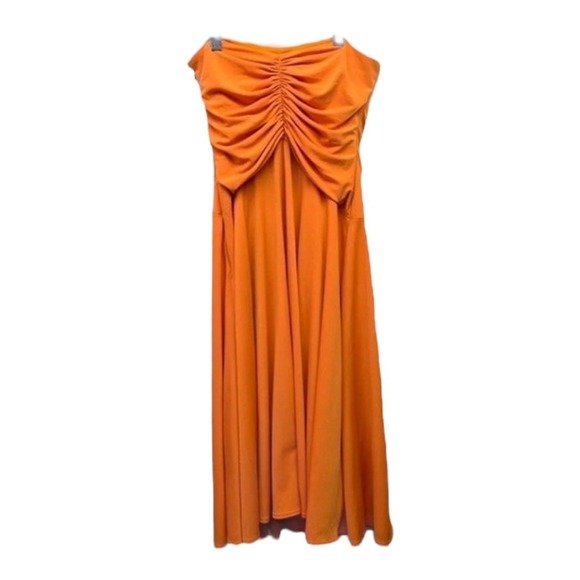 Laundry Dress Size 4 Orange Strapless Ruched Resortwear‎ Cocktail Chic NEW - Picture 3 of 8